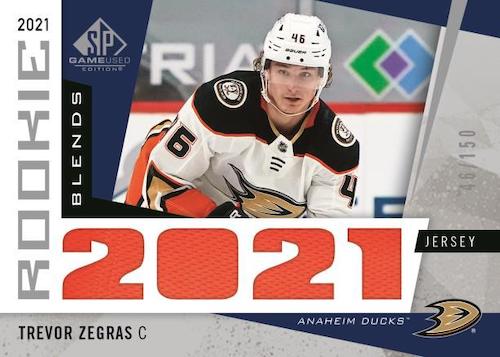 2021-22-SP-Game-Used-Hockey-Cards-Base-Rookie-Blends-Trevor-Zegras